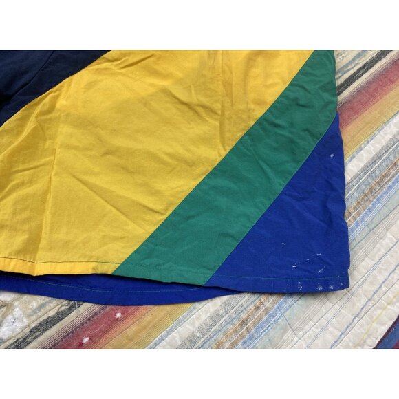 Vtg 90s Nautica Color Block Swim Trunks Shorts Green Blue Yellow Stripe Men’s L - Picture 3 of 8